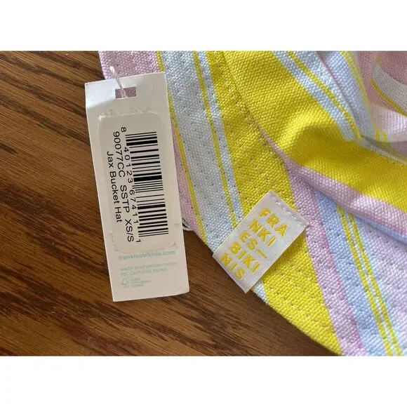 Frankie's Bikinis Jax Bucket‎ Hat Striped Pastels Size XS/ S NWT - Picture 3 of 5